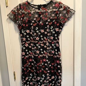 AQUA Flower and Butterfly Embroidered Dress Size M